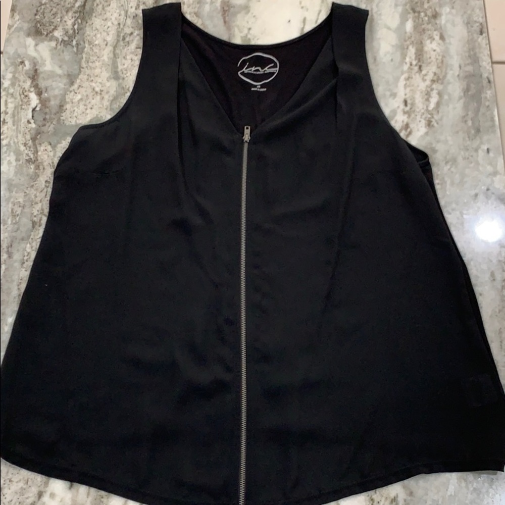 INC black tank with zipper and tapered shoulder